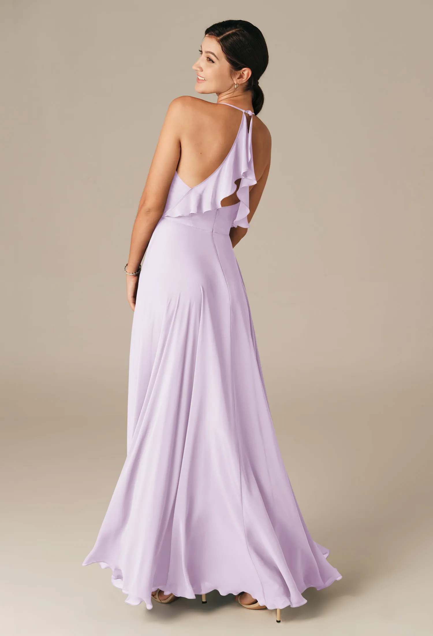 lilac maternity bridesmaid dresses Halter Neck Chiffon Bridesmaid Dress main image 0