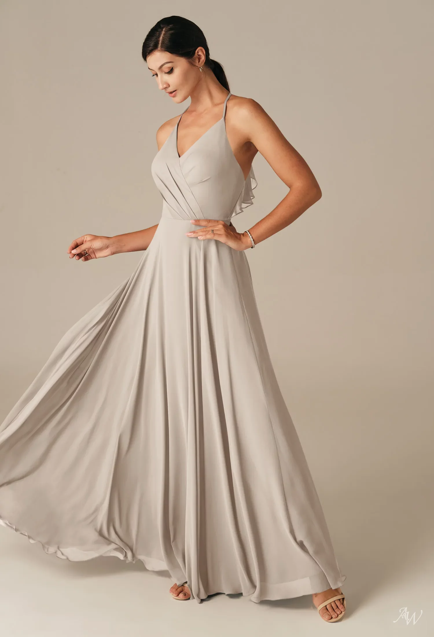 sachin and babi light blue dress AW Larry Taupe Bridesmaid Dresses