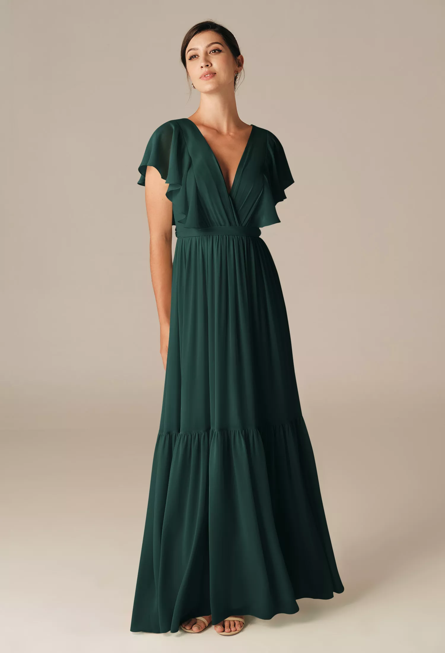 amazon plus size bridesmaid dresses Plus Size A-Line Lace-Up Chiffon Maxi Bridesmaid Dress main image 1