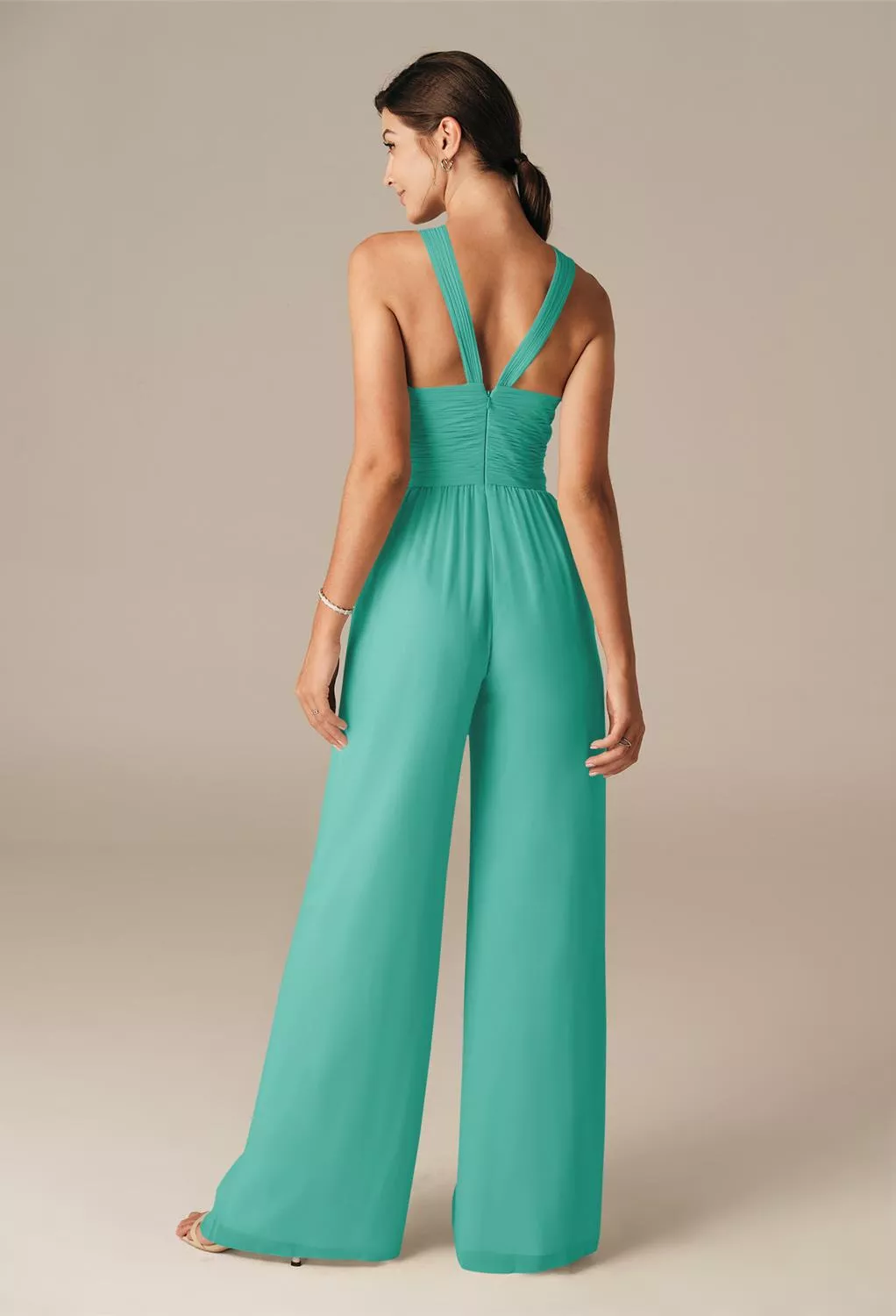 slim fit dress slacks Three Style Long Chiffon Sky Blue Bridesmaid Dress – TANYA BRIDAL main image 0
