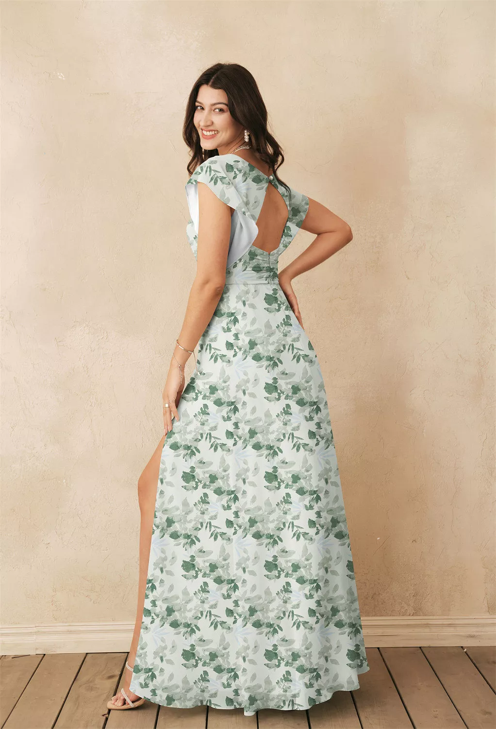green emerald velvet dress Off The Shoulder Tea Length Dress main image 0
