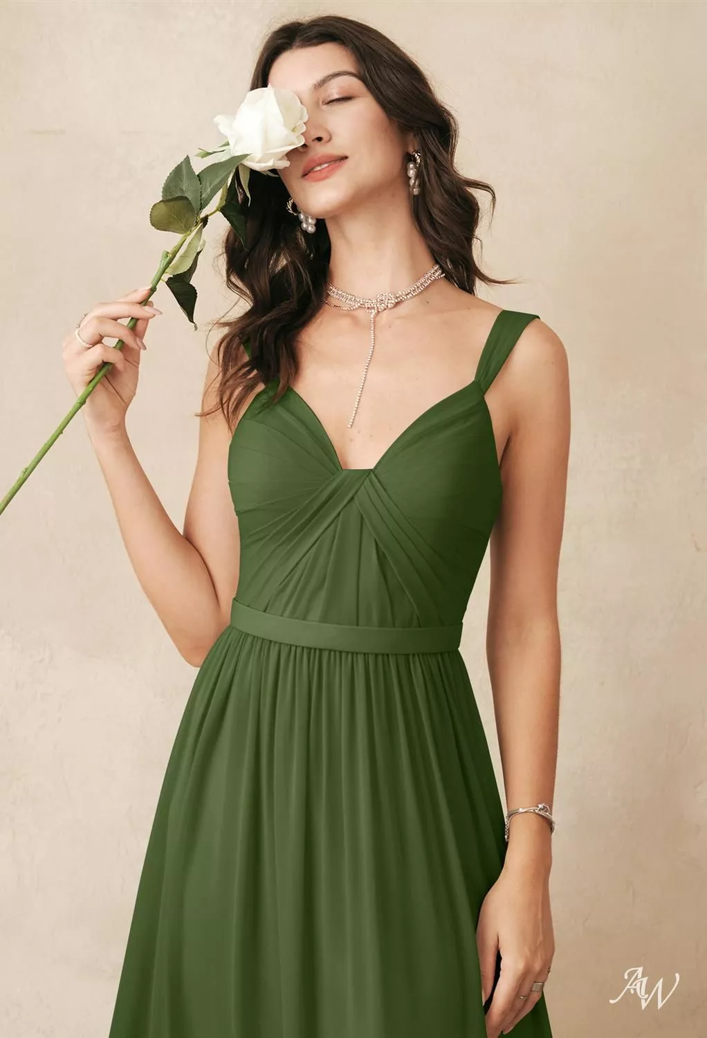 AW Lorene Green Olive Bridesmaid Dresses | AW.Bridal