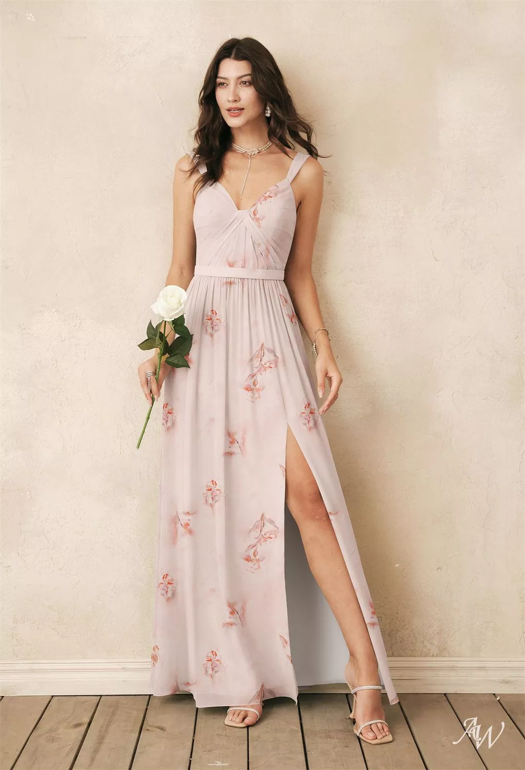 sweet pink bridesmaid dresses AW Lorene Blooms Dressing for a Black prom dress 2023 Crafted from airy chiffon Calf Width:17.3 in
