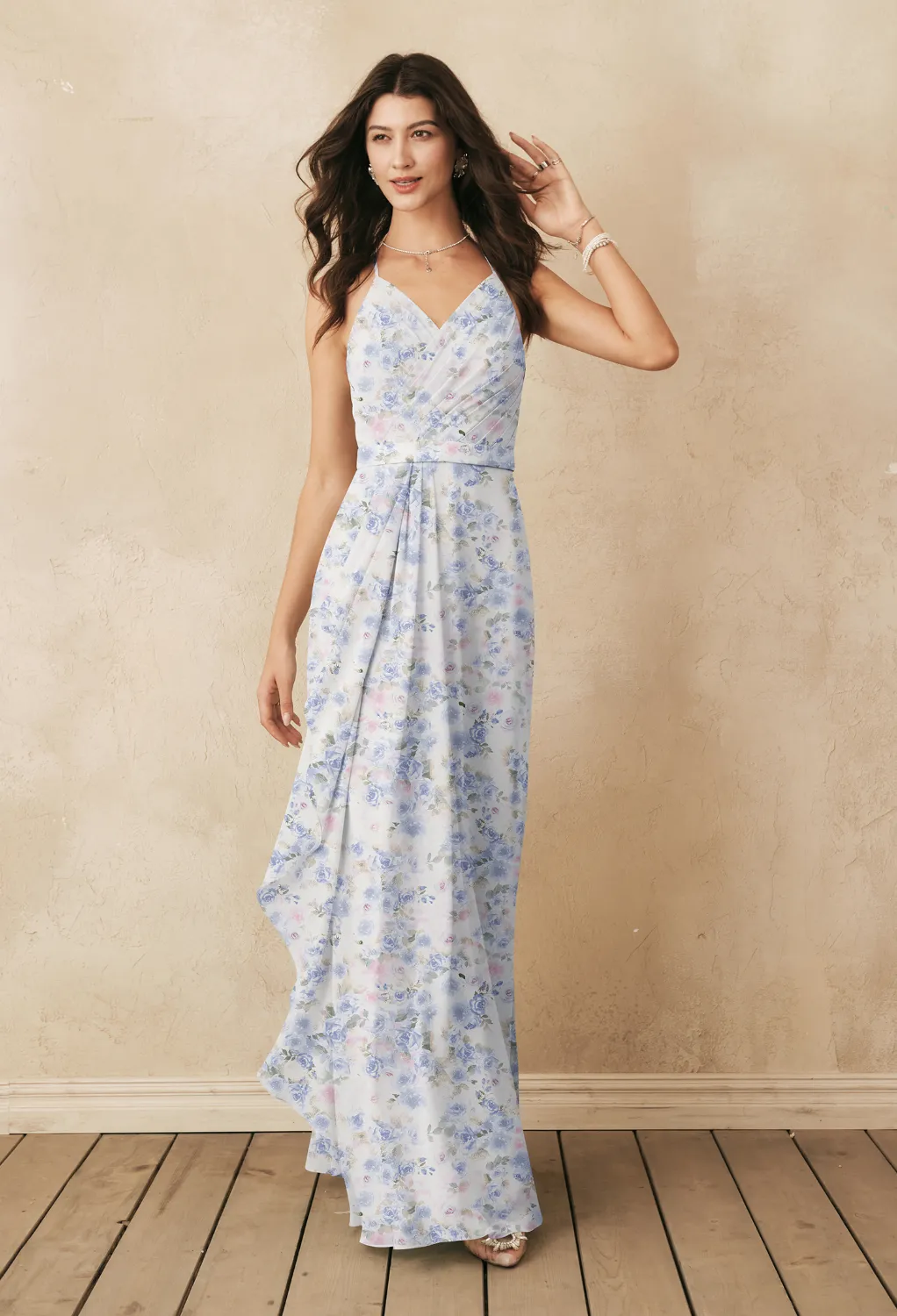 Azure Purple Print, Blue Floral Floral Bridesmaid Dresses | AW.Bridal