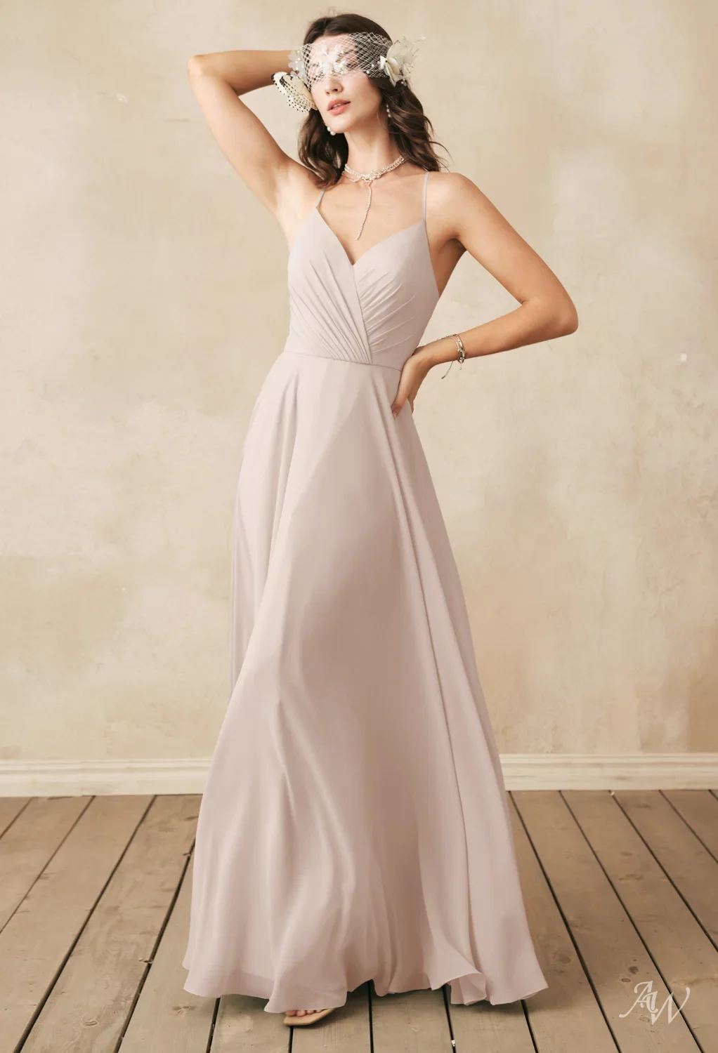 biscotti colored bridesmaid dresses AW Melody Zipper Closure Features