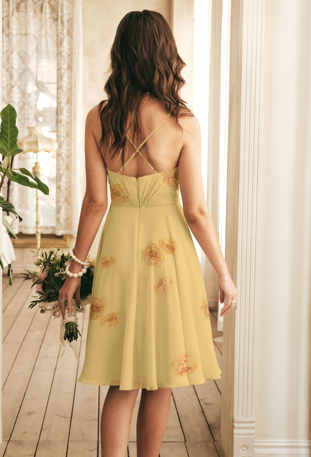 green emerald velvet dress Yellow Satin Spaghetti Straps Homecoming Dresses MH576