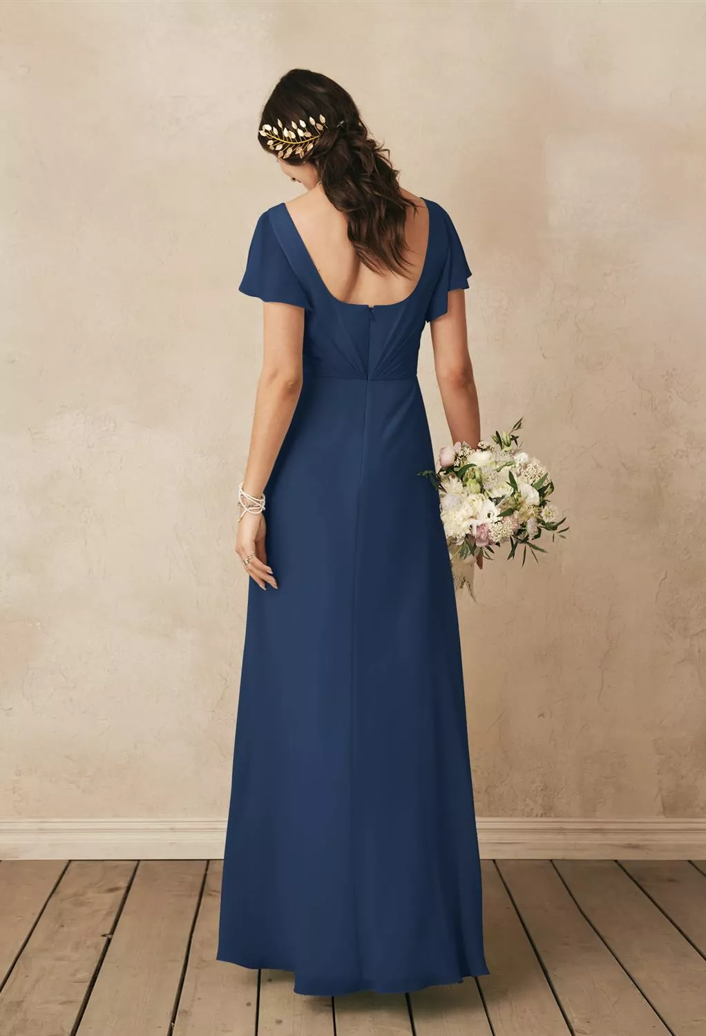 Navy Floral Bridesmaid Dresses | AW.Bridal