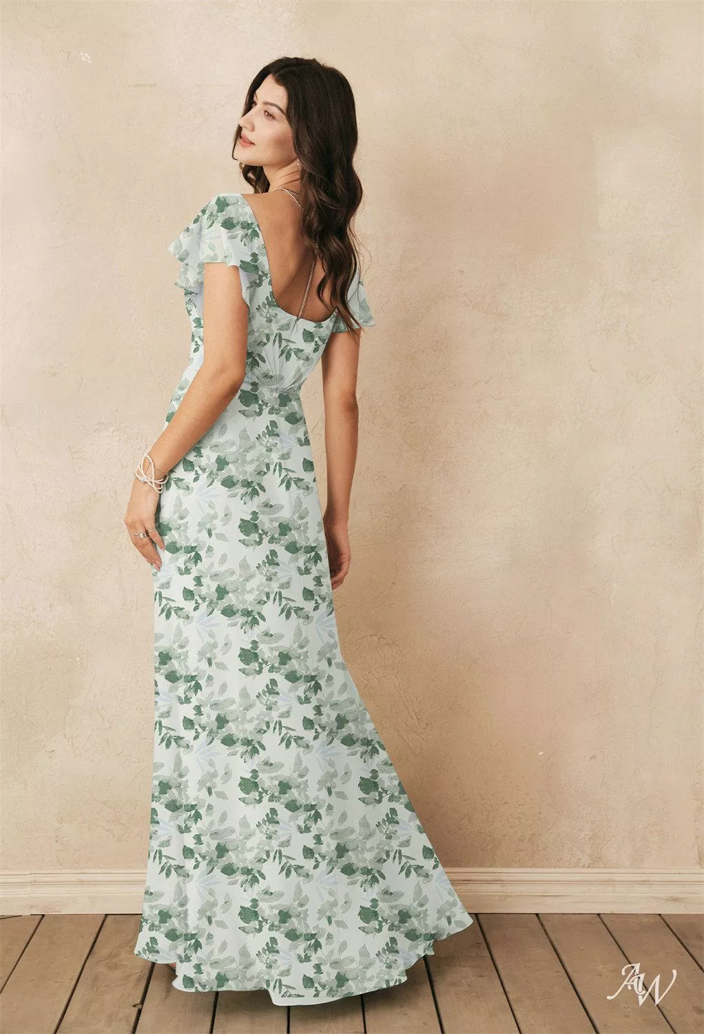 flowy wedding guest dress plus size Ever-Pretty Plus Size Floral Mermaid Dress with Flutter Sleeves – Spring & Summer Style main image 1