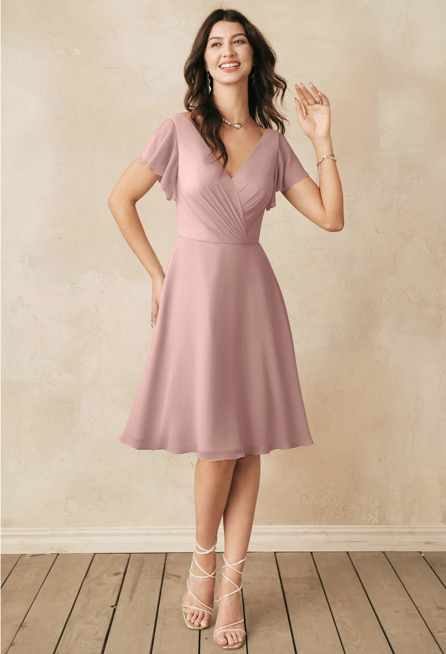 Dusty Rose Short Graduation Dresses | AW.Bridal