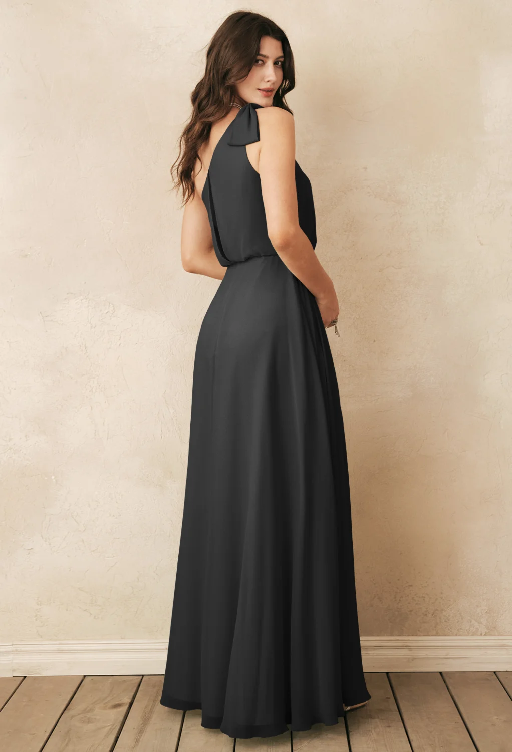 long black plus size evening dress Black Plus Size Evening Dress with V-neck Floral Puff Sleeves with High Slit Black / 4XL