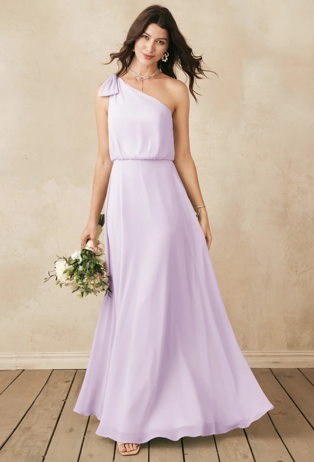 chinese dress ladies Angel Maternity Natalie Maternity Ruffled Neckline Eyelet Dress in Lilac main image 1