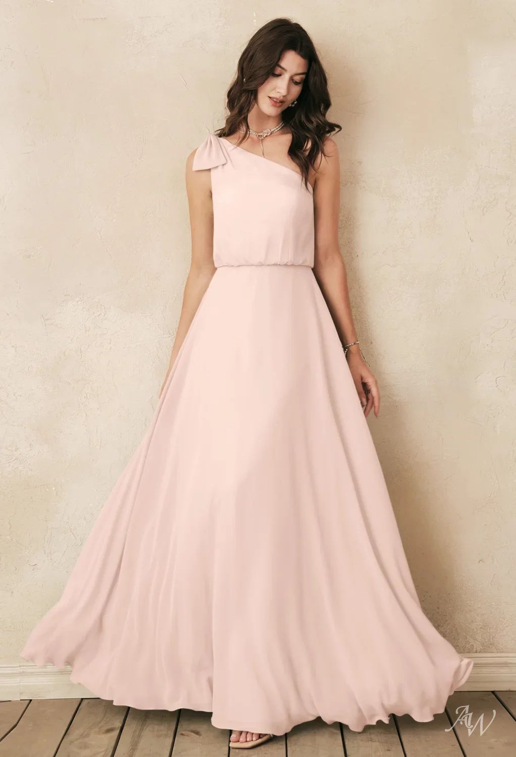 knee length dresses for ladies Wedtrend Women Pink Bridesmaid Dress with Slit A-Line Halter Pleated Satin Backless Long Wedding Party Dress, Pink / US2 main image 1