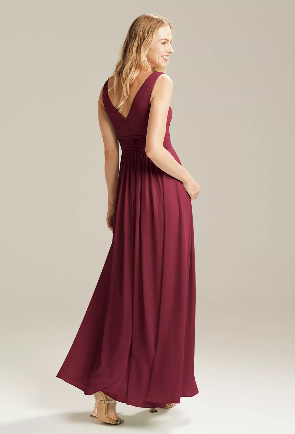 blue dress for baby girl Burgundy Sweetheart Neck Strapless Chiffon Maternity Bridesmaid Dress Change Color from Swatches / L / N12 main image 0