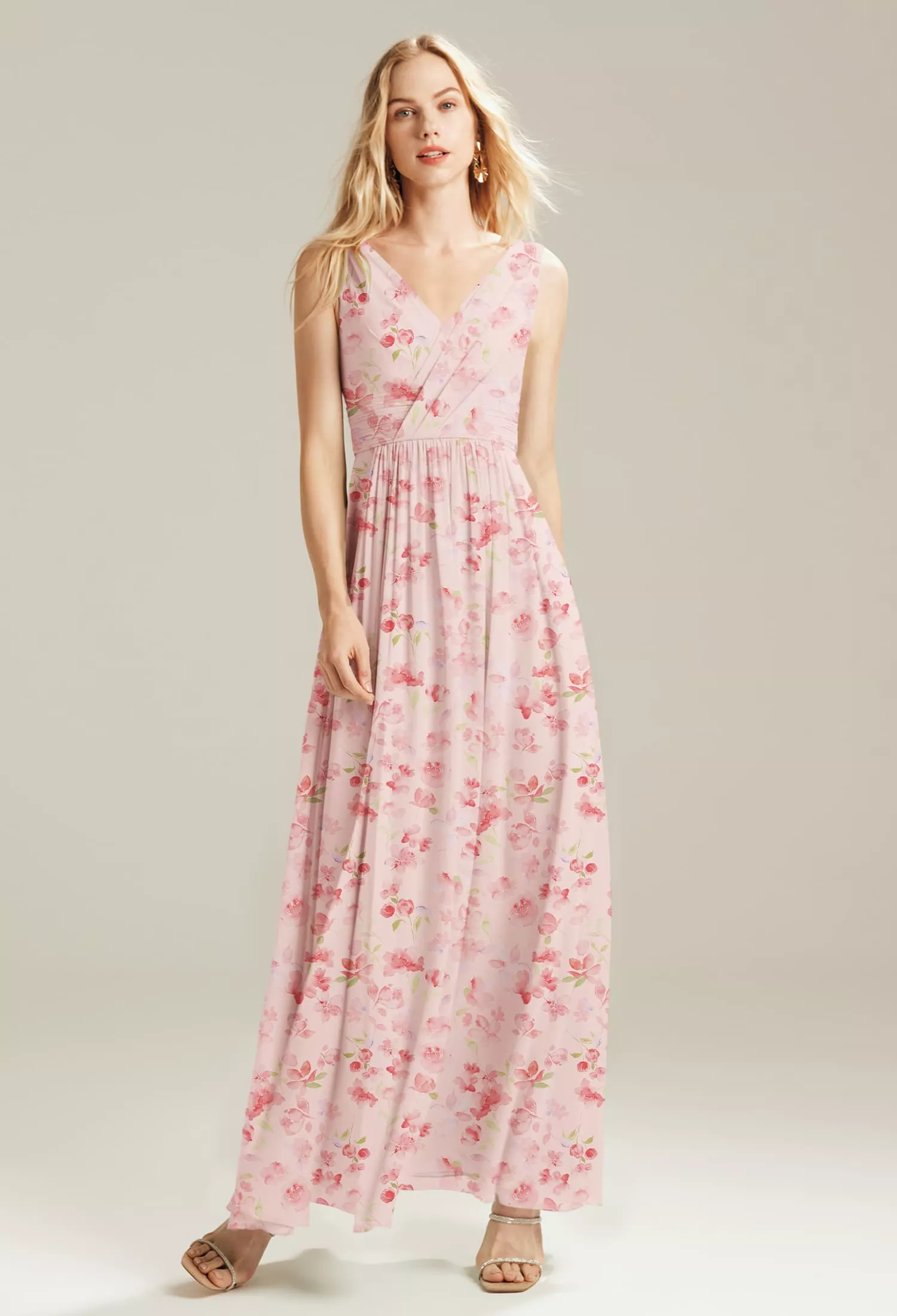 Peach Blossom Breeze, Pink Floral Maternity Bridesmaid Dresses