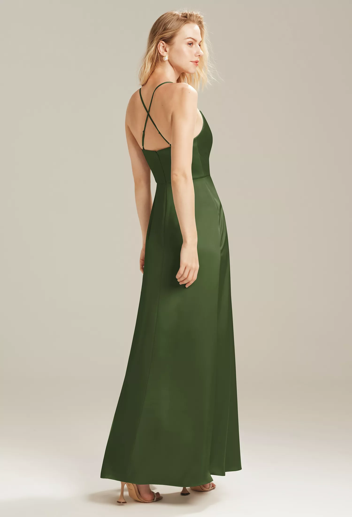 Green Olive Plus Size Wedding Guest Dresses | AW.Bridal