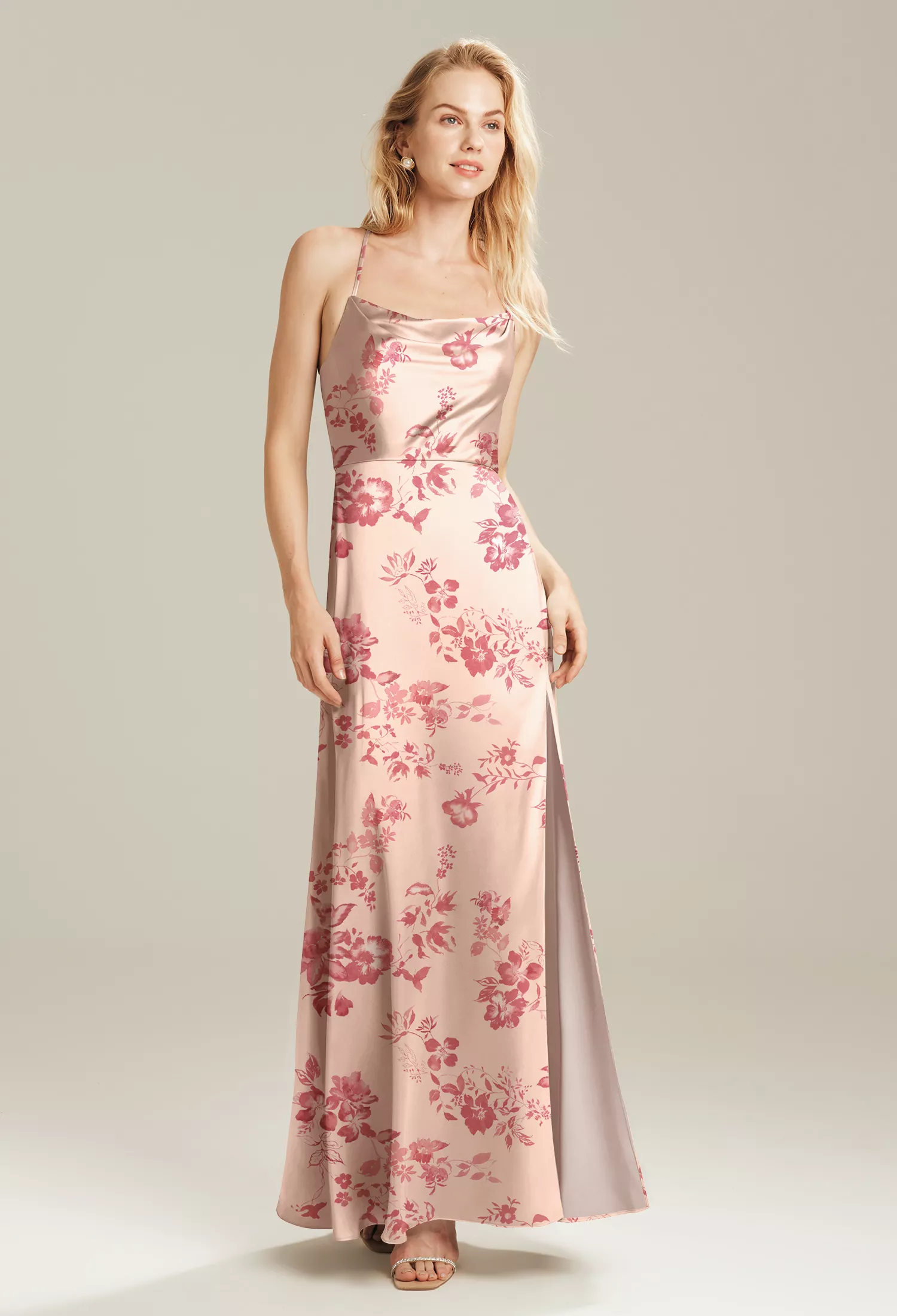 Pink Cherry Blossom Casual Wedding Guest Dresses | AW.Bridal