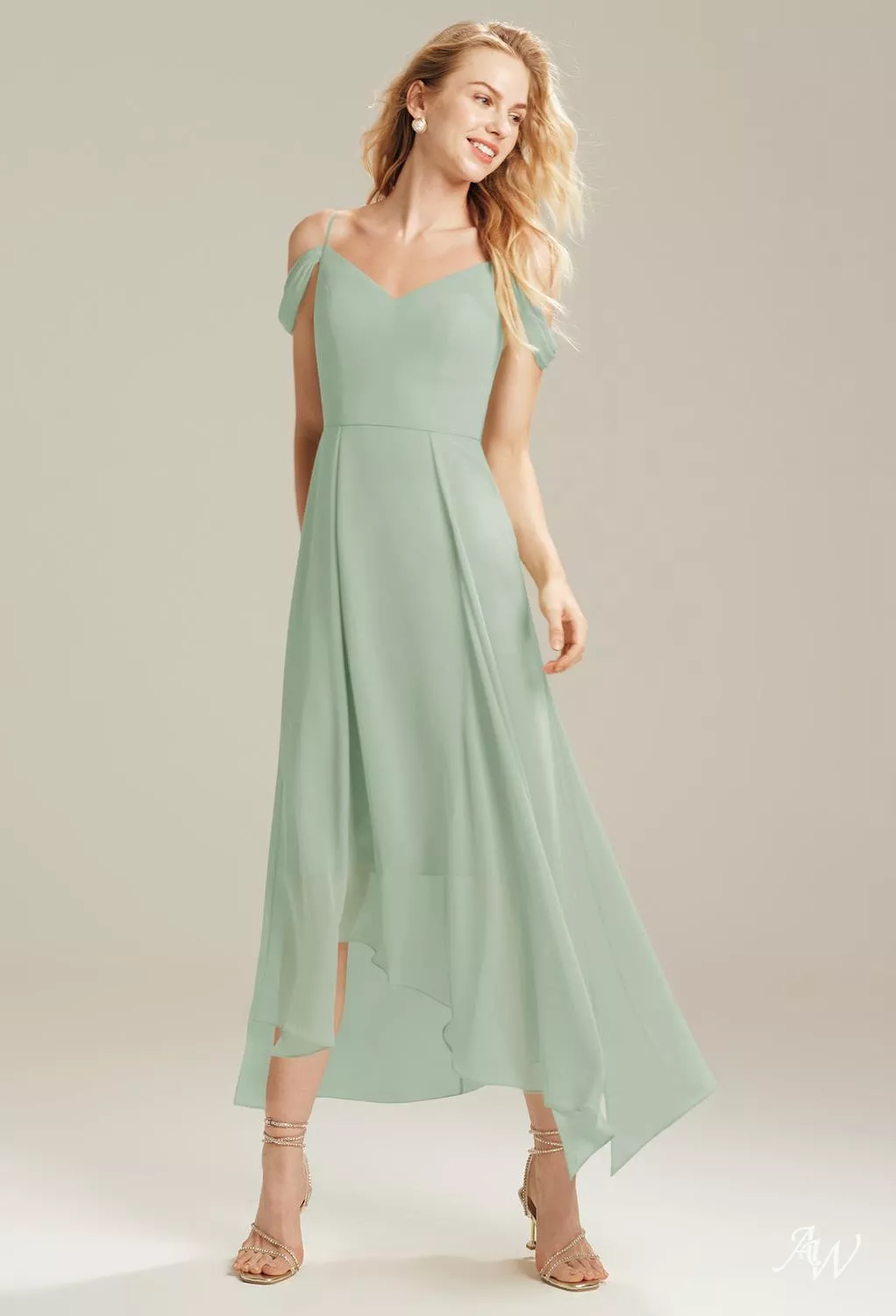 sage green high low dress Zapakasa Women Sage Green Satin High-Low Corset Prom Dress with Side Cape  One Shoulder Appliqued A Line Pageant Dress main image 1