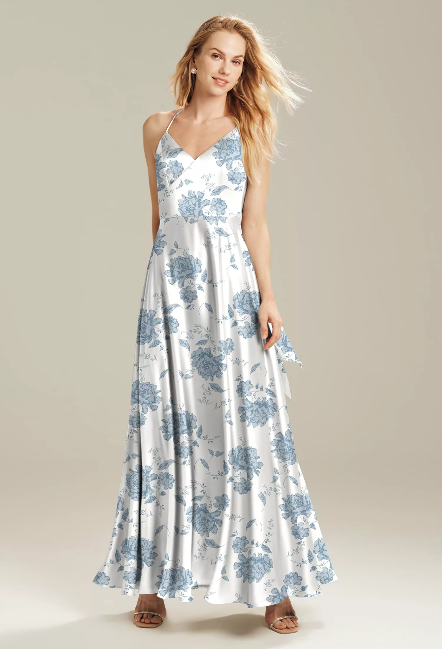 dusty blue maternity bridesmaid dresses Dusty Sage V-Neck Maternity Bridesmaid Dress with Flared Sleeves BD129 US8 / Custom Color