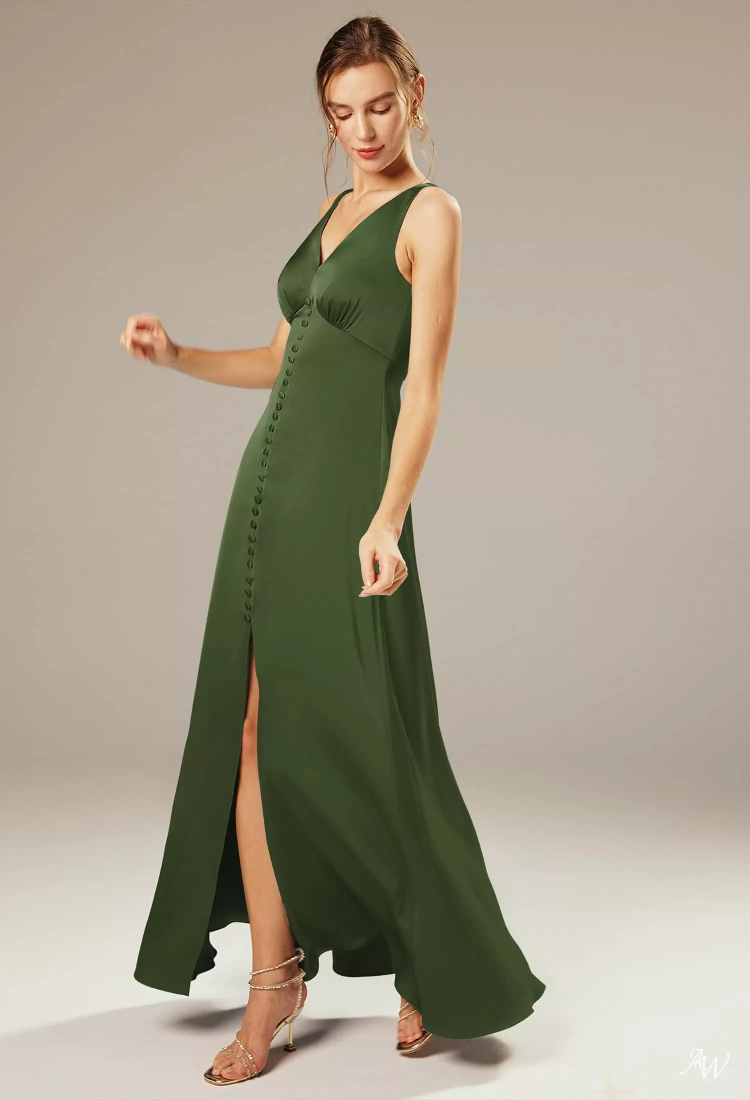 slim fit dress slacks Sabrina Sleeveless Satin Maxi Dress main image 0