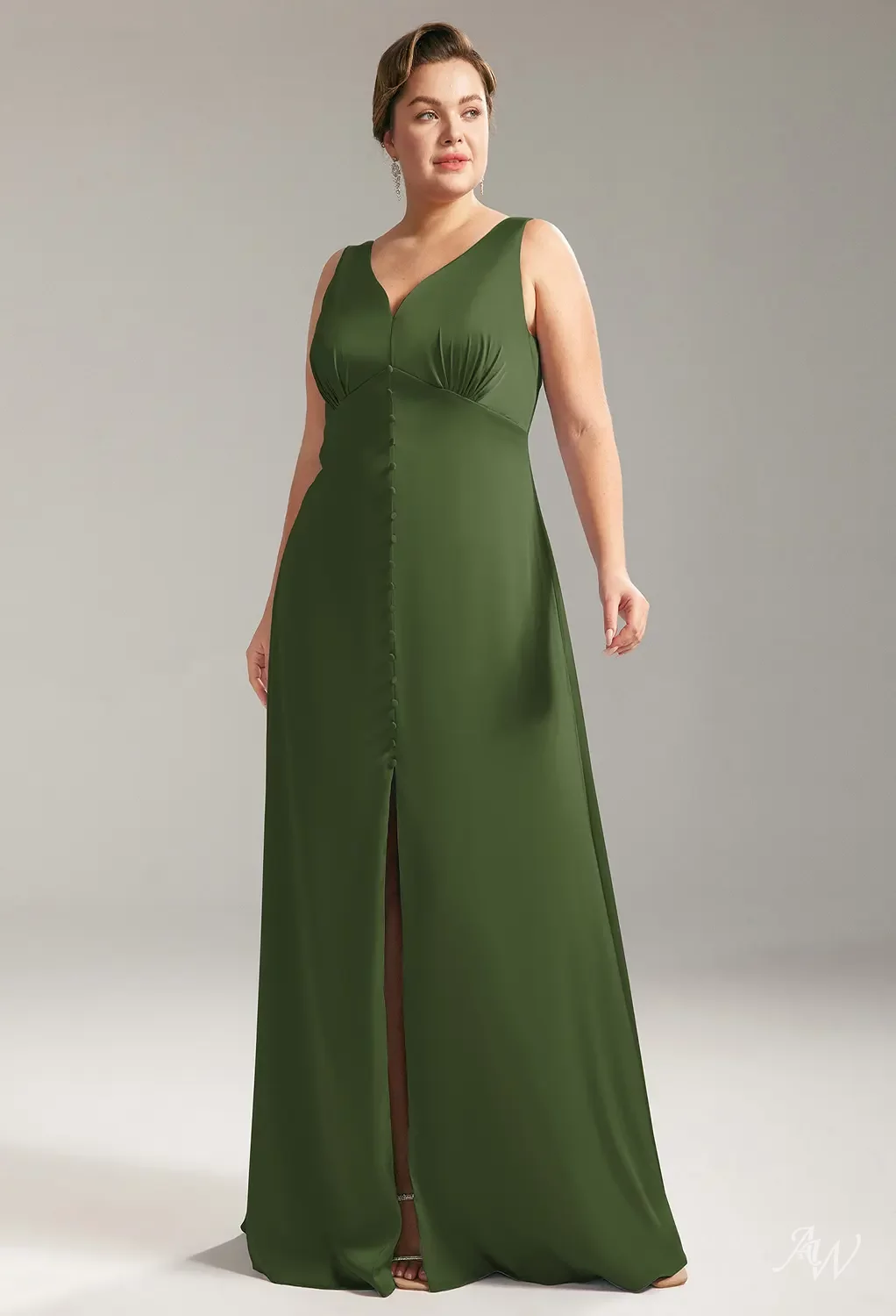 slim fit dress slacks Sample Dusty Olive Ryah Velvet Dress main image 1