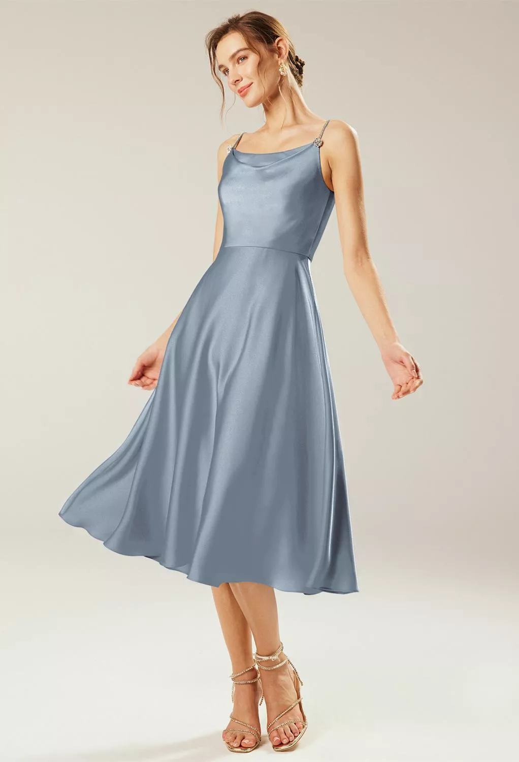 knee length dresses for ladies Crushed Satin Nursing Dress main image 1