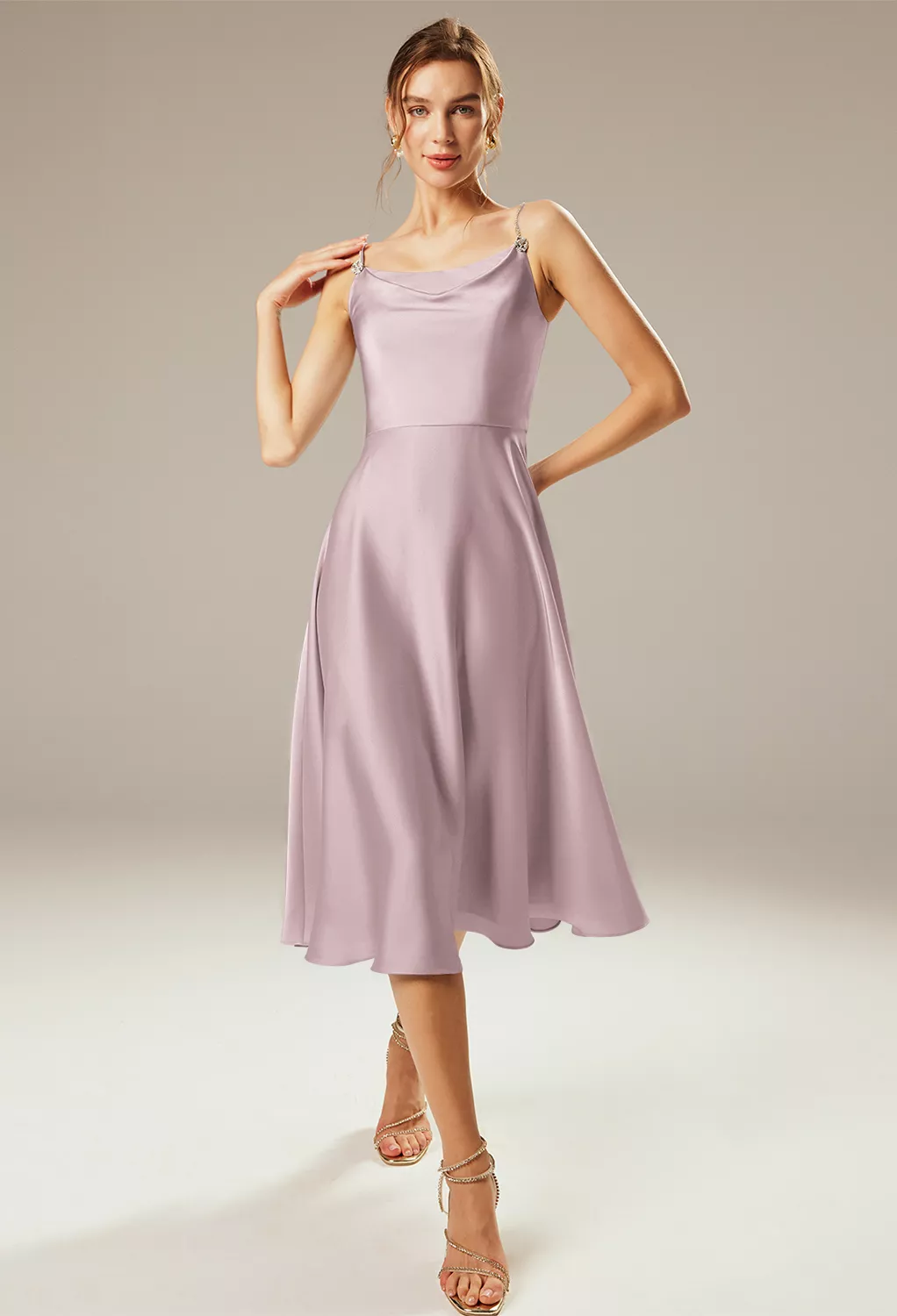 Dusty Rose Cocktail Wedding Guest Dresses | AW.Bridal