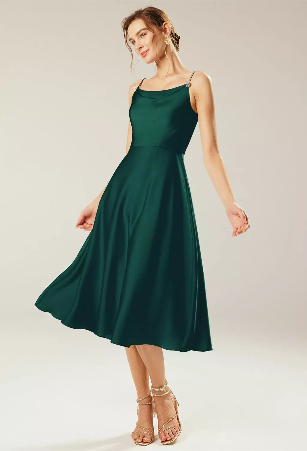 Hunter Green Cocktail Wedding Guest Dresses | AW.Bridal