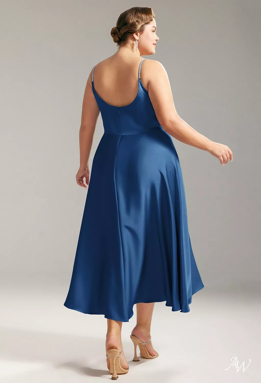 navy blue tea length bridesmaid dresses Tea Length Navy Blue Mother Of The Bride Dress A Line Lace Top Tea Length Chiffon Mother Of The Bride Dresses main image 1