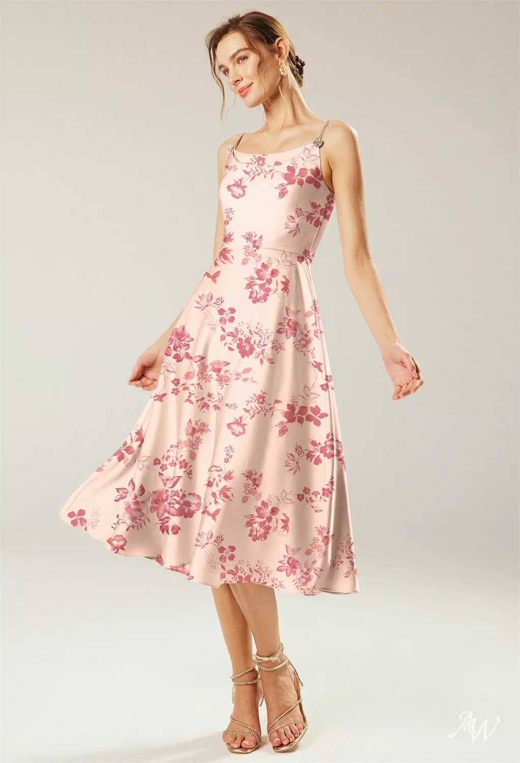 white christmas dresses Cherry Blossom Mini Dress - Green, Pink and Red, Medium | Hazel and Olive main image 0