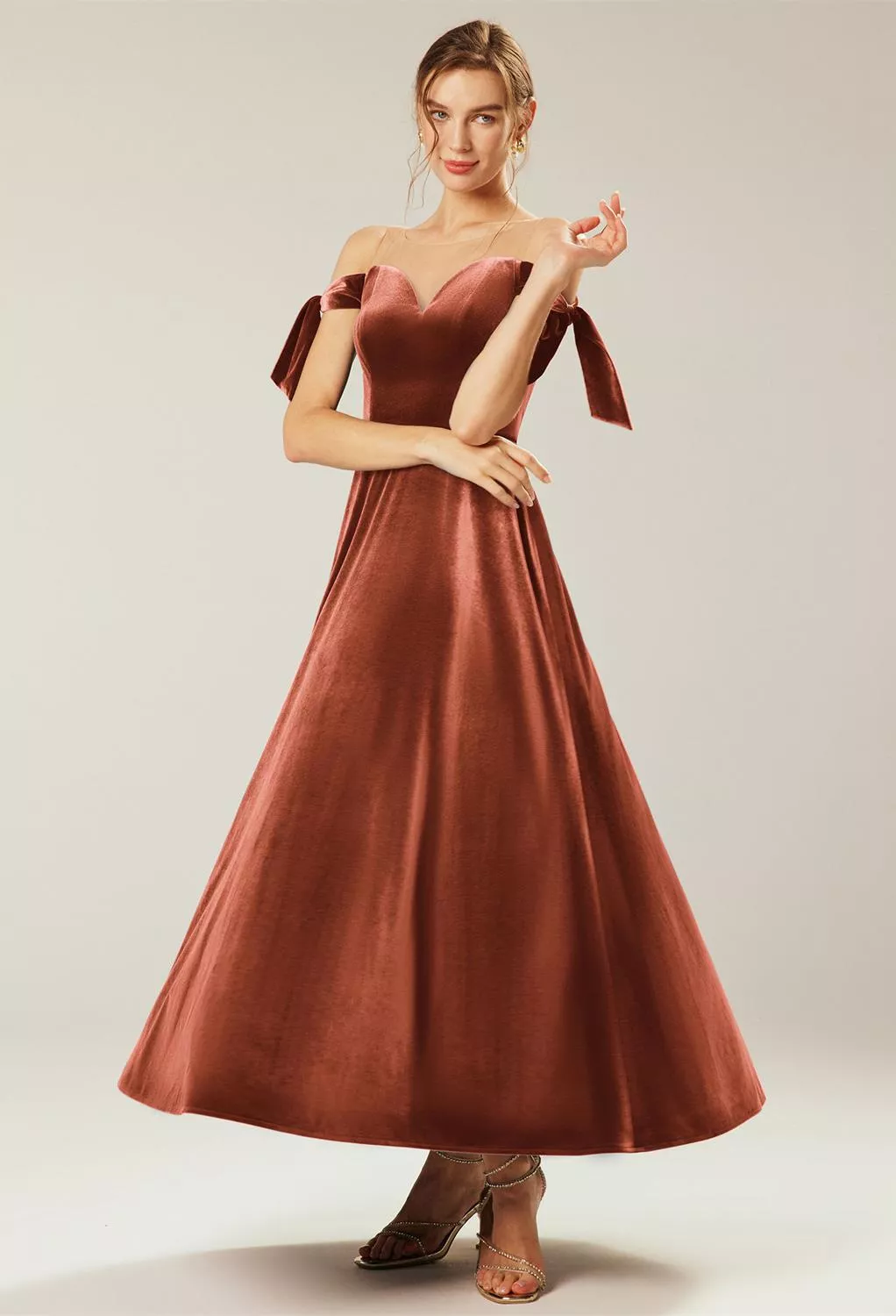 open lace back dress Cap Sleeves A Line Chiffon Tea Length Mother of The Bride Dress main image 1