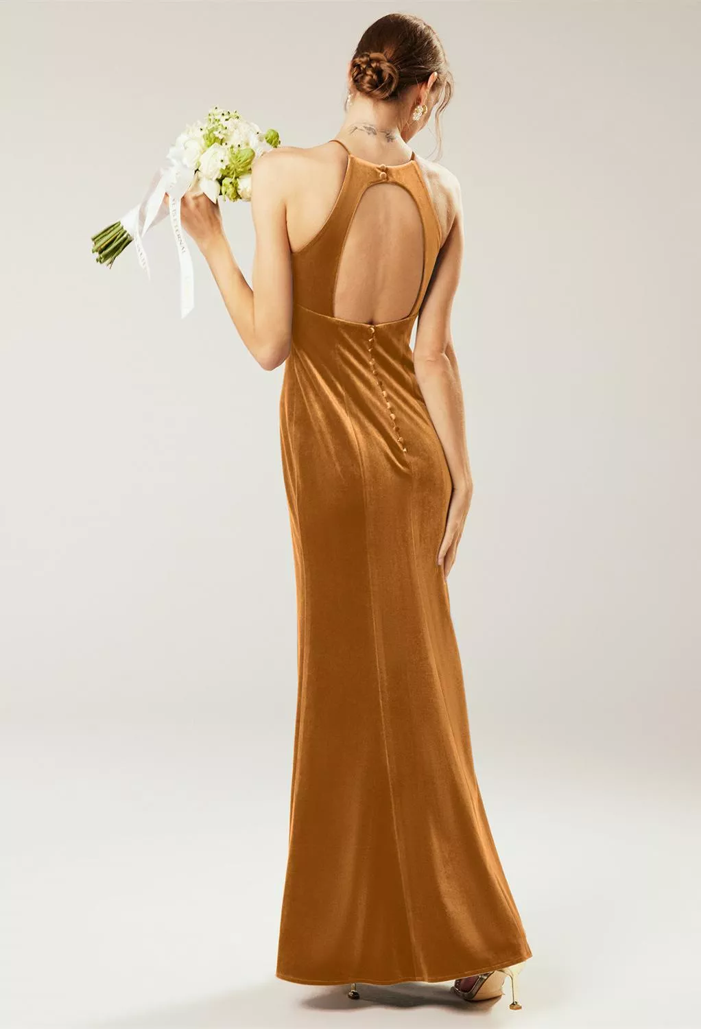 slim fit dress slacks Long Gold Prom Dress with Corset Bodice