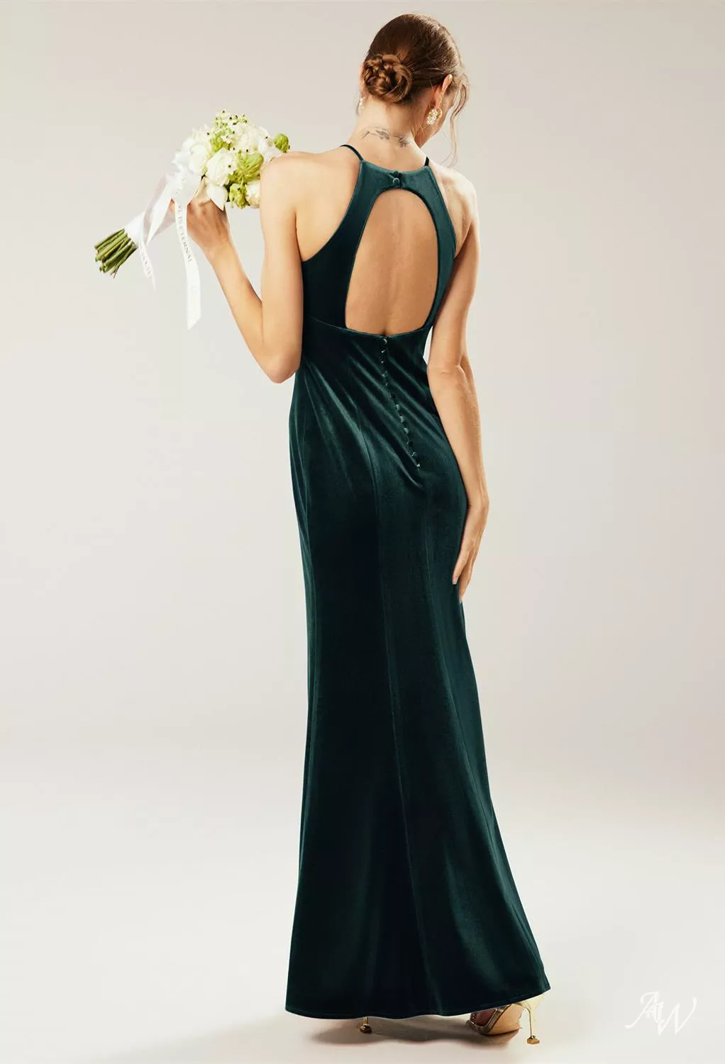 green emerald velvet dress Hunter Green Silk Satin Cowl Neck Bridesmaid Dresses, Gray Green / 12