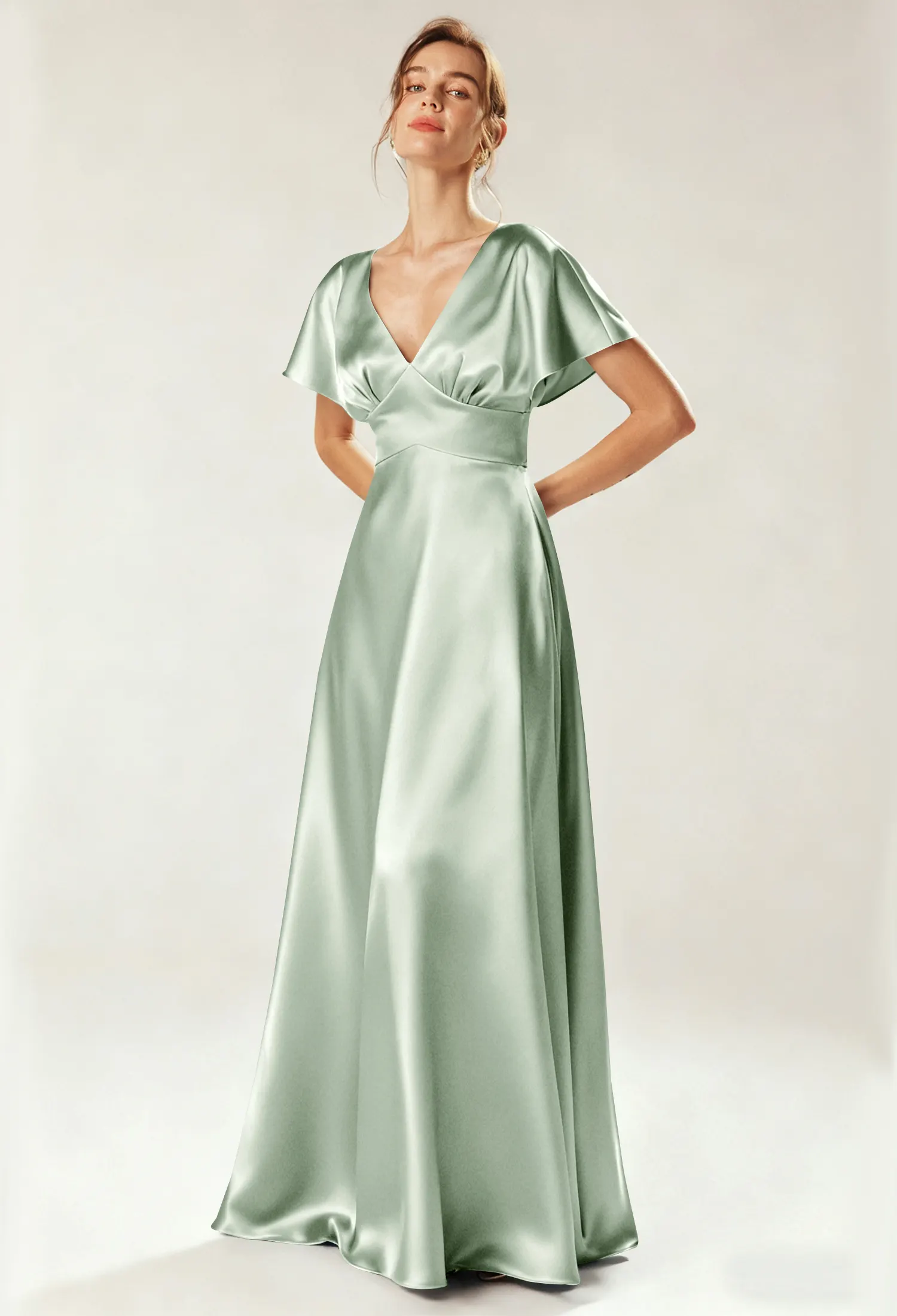 green maternity bridesmaid dress Delaney Green Floral Print Midi Dress main image 1