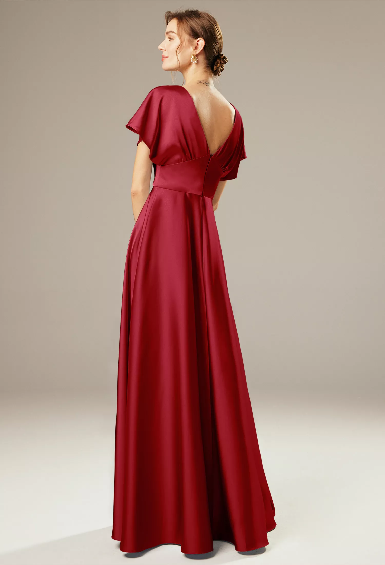 Deep Claret Long Bridesmaid Dresses | AW.Bridal