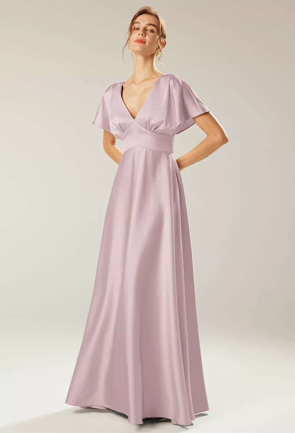 rosewe plus size formal dresses Glamorous Deep V-Neck Sequin Ruffle Sleeve Formal Evening Dress main image 1