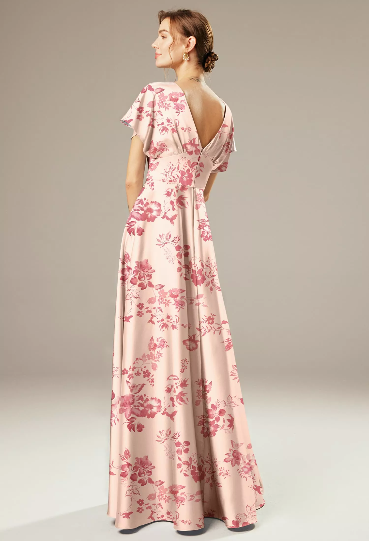 Pink Cherry Blossom, Pink Floral Maternity Bridesmaid Dresses | AW.Bridal
