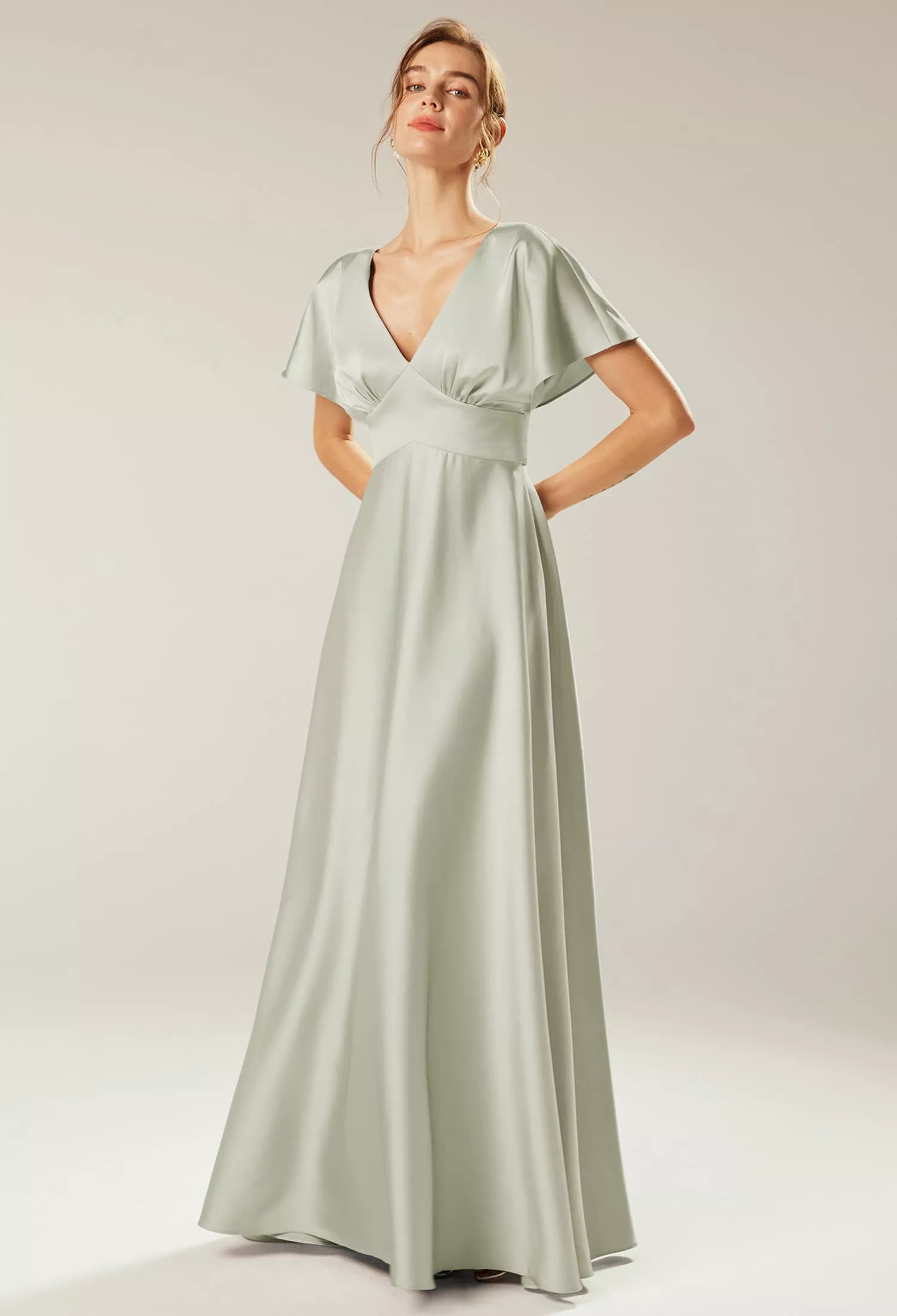 Sage Green, Dusty Sage, Satin Charmeuse Bridesmaid Dresses | AW.Bridal