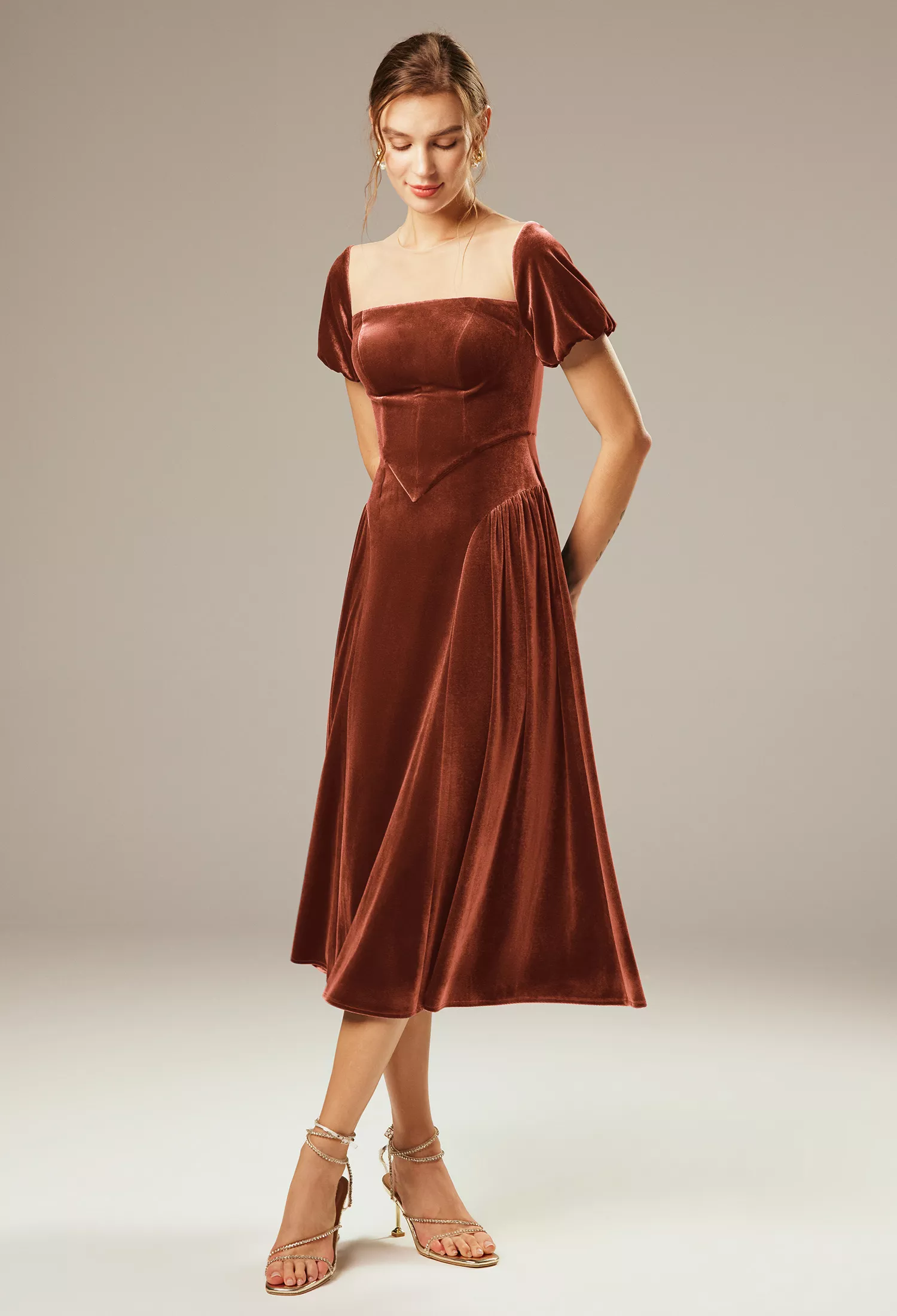 strapless open back dress Vintage 1950s Burnt Orange Silk Dress SZ M | Barn Owl Vintage