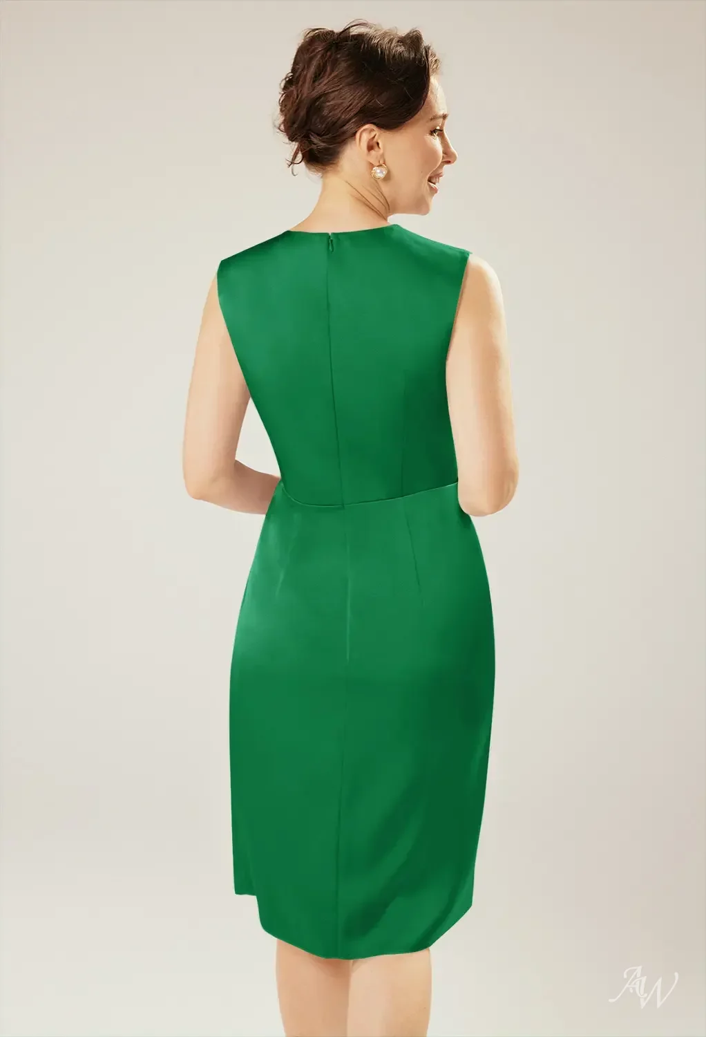 peggy green dress AW.Bridal Column V-Neck Knee Length Sleeveless Satin Mother of the Bride Dresses Dress Jolly Green Size 8