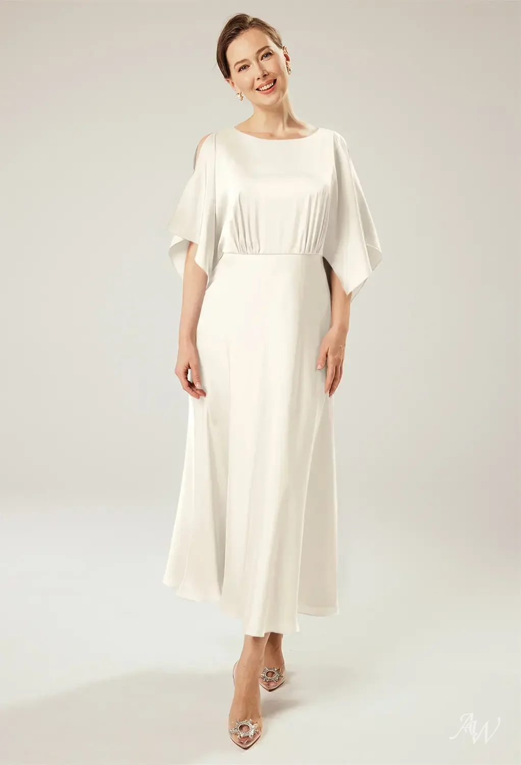ivory mother of the bride dresses Eva Fashion 5248 Long Formal Dress It is a refined choice for mothers seeking graceful coverage and a modern formal dress AW Pine Dress