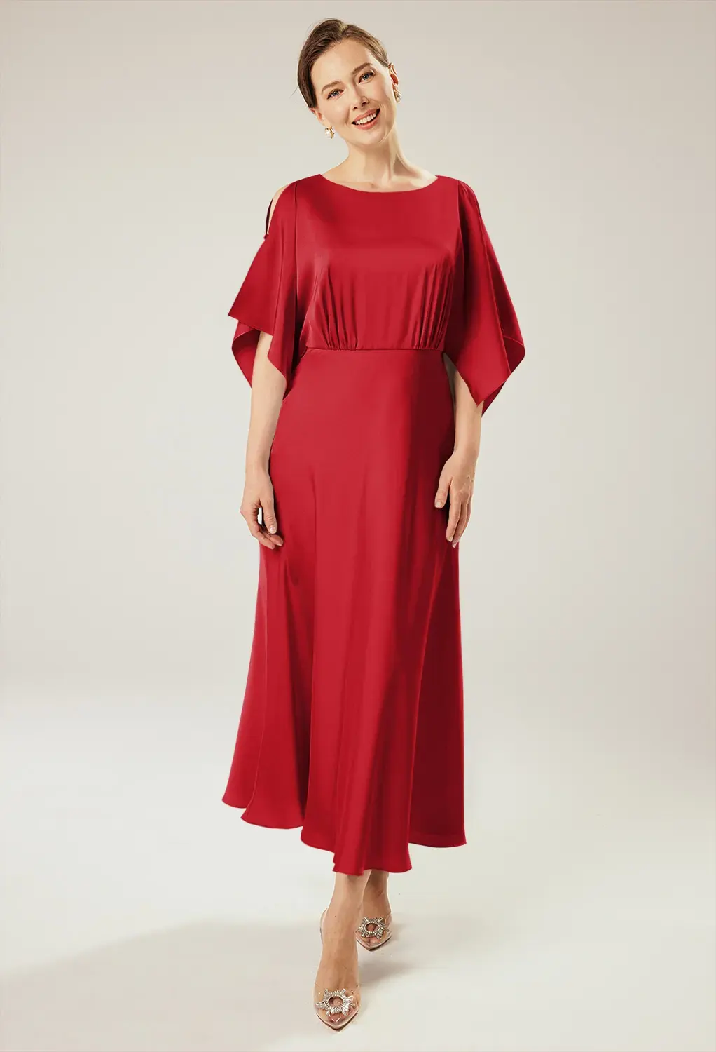 mother of the bride dresses in red Long Sleeve Mother of the Bride Formal Dress