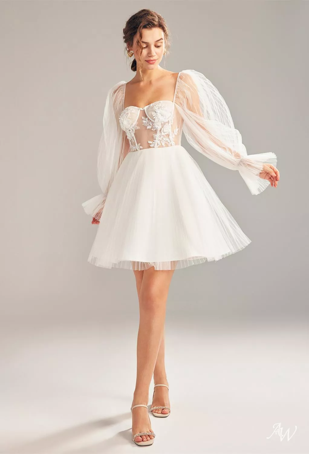 AW Janet Wedding Dress, Tulle Mini/Short Sweetheart Neckline Wedding Dresses  | AW.Bridal