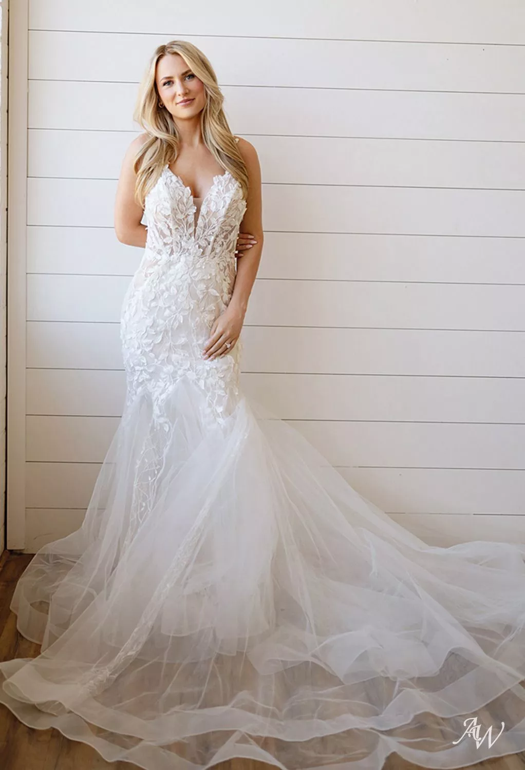 AW Parsley Wedding Dress, Tulle Floor Length V-Neck Wedding Dresses | AW. Bridal