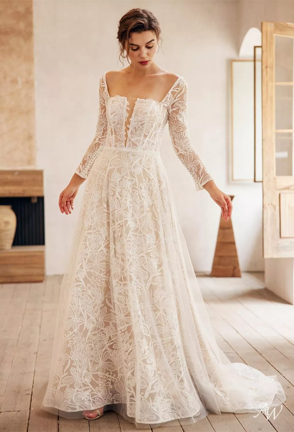 AW Lucine Wedding Dress, Tulle Floor Length Square Neckline Wedding Dresses  | AW.Bridal