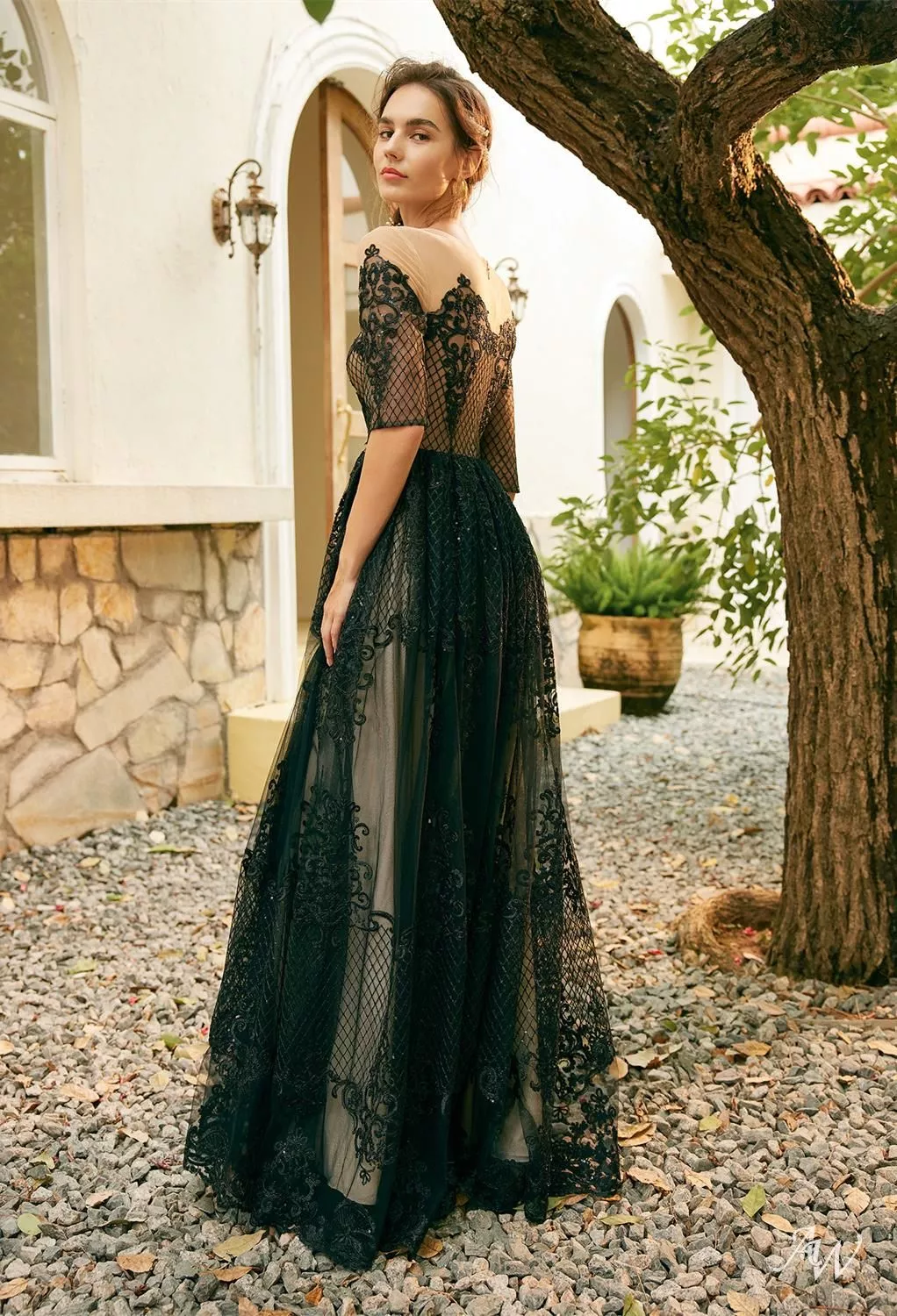 2 piece black wedding dress Two Piece Wedding Dress Open Back,Black Burgundy Wedding Dresses,WD008 main image 0
