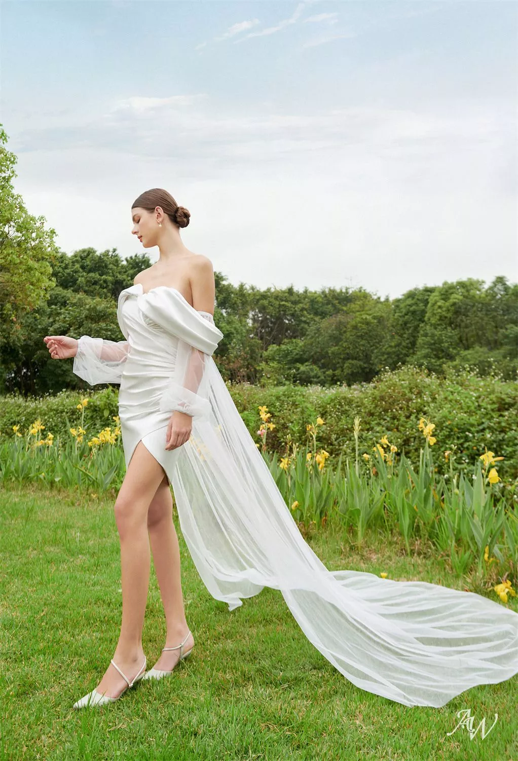AW Joslyn Wedding Dress, Jasmine Green Satin Mini/Short Sweetheart Neckline Wedding  Dresses | AW.Bridal