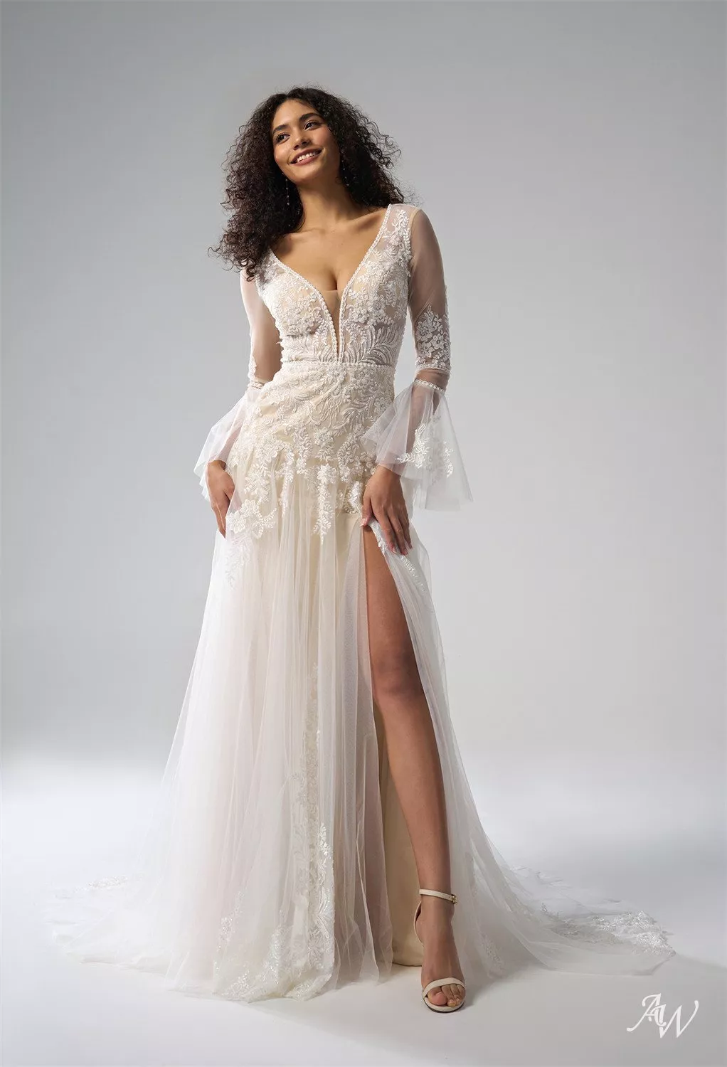 AW Pomposo Wedding Dress, Tulle Floor Length V-Neck Wedding Dresses | AW. Bridal