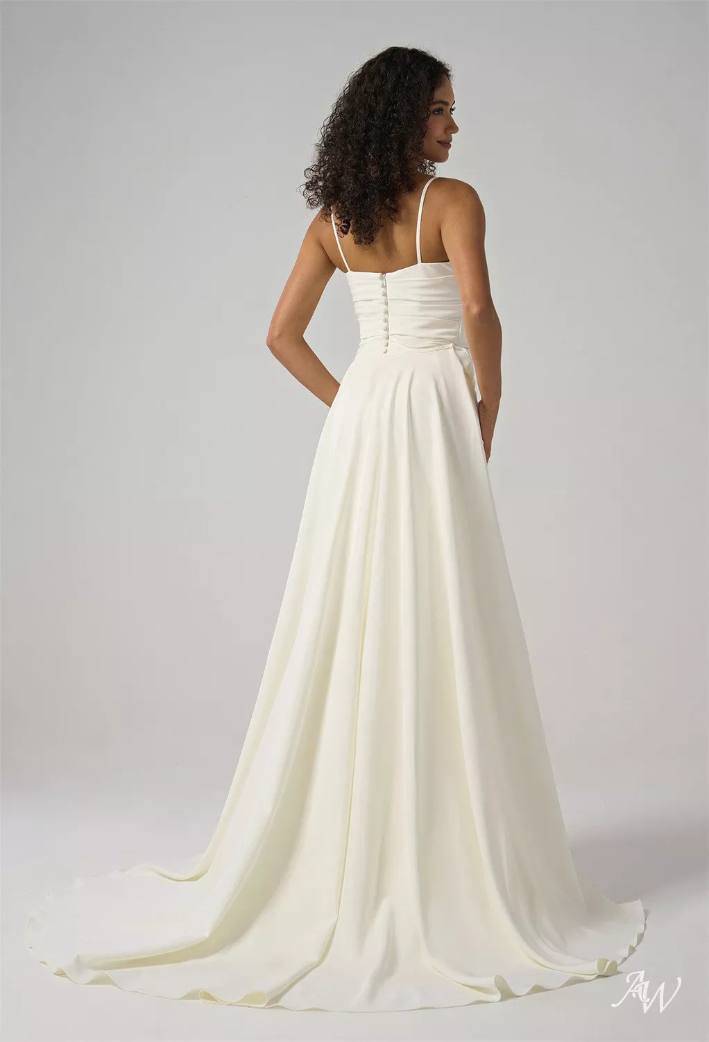 green emerald velvet dress Ivory Wedding Dress,Simple Wedding Dress,Long Wedding Dress,Beach Bridal Dress,WD00247, US16 / Ivory main image 1