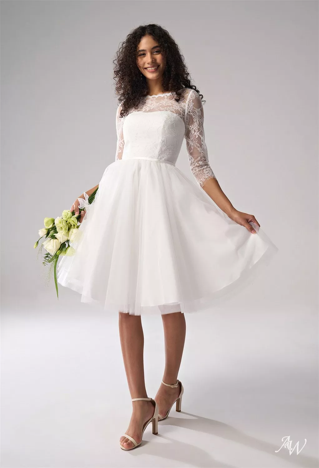 AW Thistle Wedding Dress, Tulle Knee Length Bateau Neckline Wedding Dresses  | AW.Bridal
