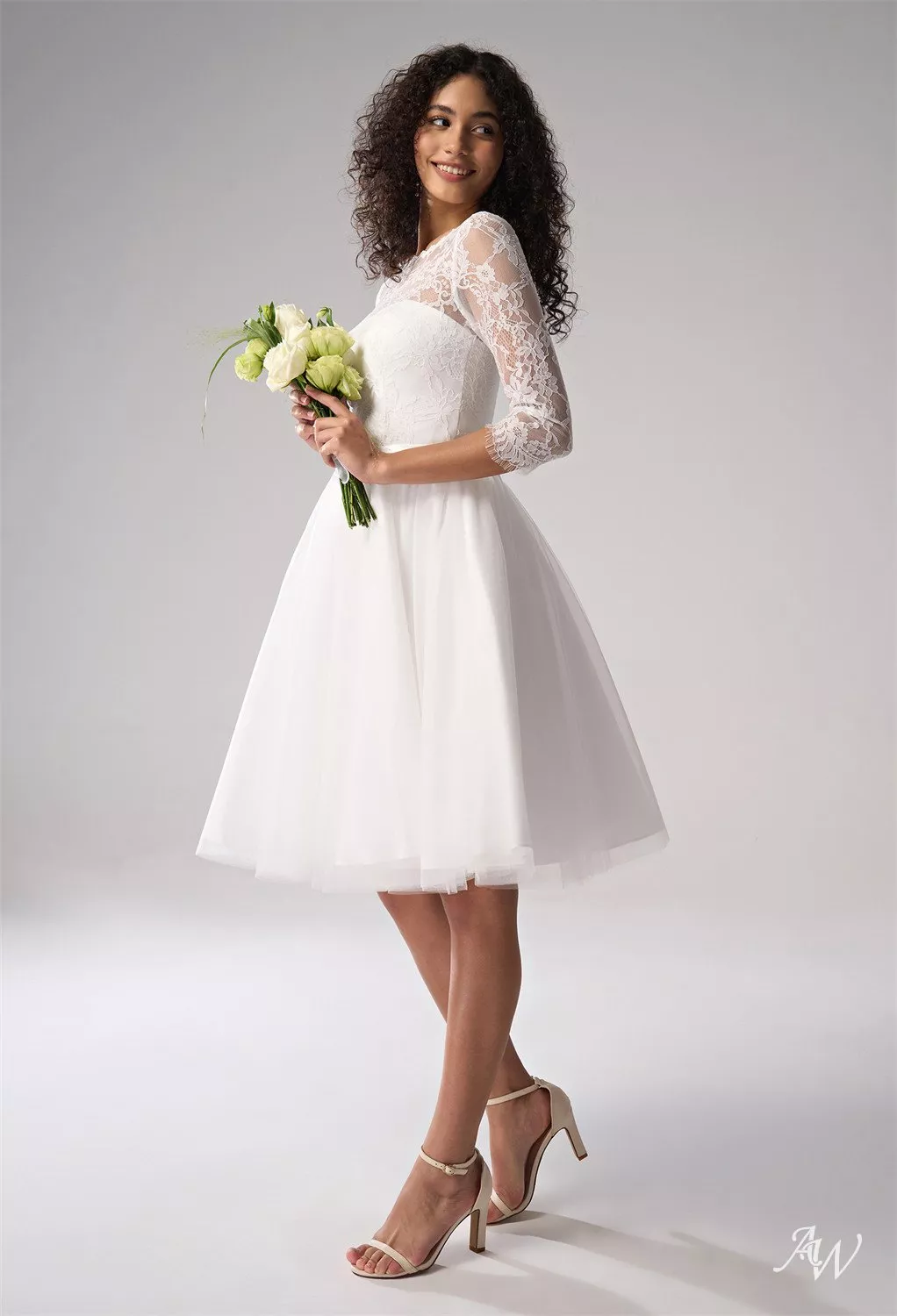 AW Thistle Wedding Dress, Tulle Knee Length Bateau Neckline Wedding Dresses  | AW.Bridal
